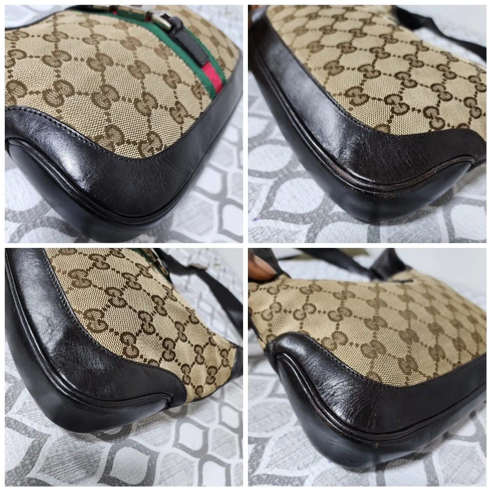 GUCCI GG Canvas Web Jackie O Bouvier Hobo Bag Brown/Beige